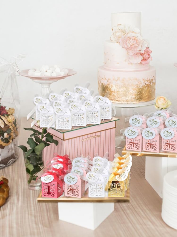 50 PCS Cross Laser Cut Candy Boxes - M&M