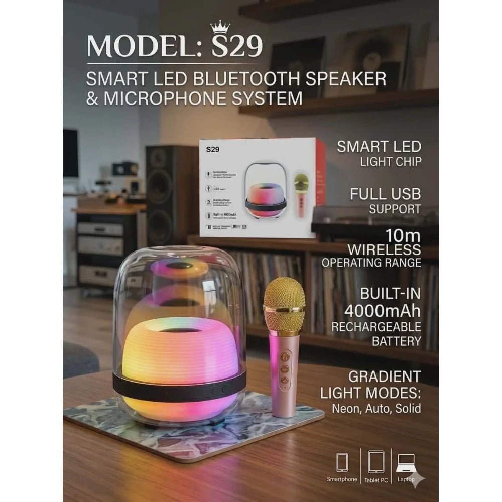 MODEL:S29 Smart Led Bluetooth Speaker & Microphone System - M&M