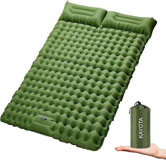 Double Sleeping Pad Inflatable 2 Person Sleeping Mat with Pillow and Foot - M&M