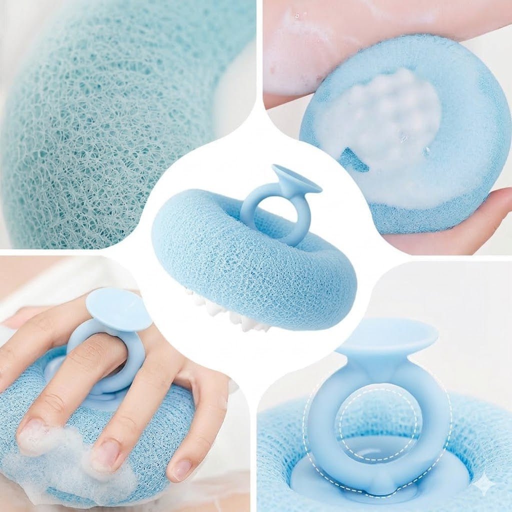 BIGTHREE Bath Ball, 2 - in - 1 Sunflower Suction Cup Bath Ball, Bath Sponge - M&M