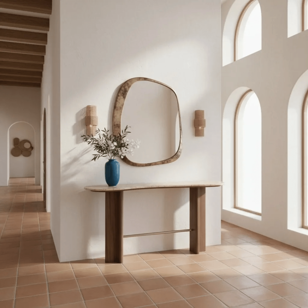 Luno Console Table – Handcrafted Walnut & Stone | طاولة لونو – جوز وحجر مصنوعة يدوياً - M&M