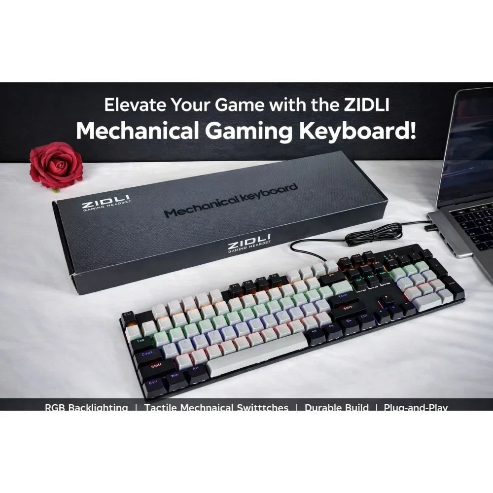 ZIDLI Mechanical RGB Gaming Keyboard – Tactile Switches, Backlit Keys for PC & Console Gamers | UAE - M&M