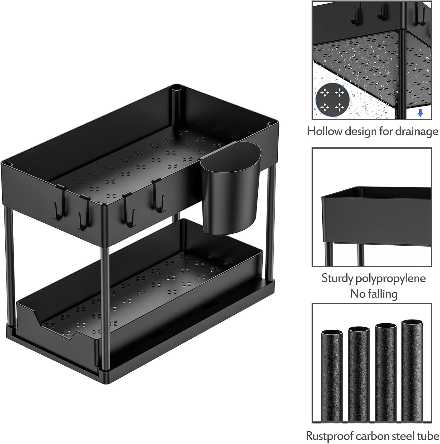 Puricon 2 Pack Under Sink Organizers and Storage Pull Out Sliding Drawer - M&M