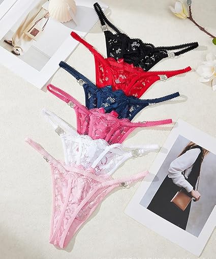 Women Lace Panties Floral Underwear Lace Briefs with Cute Bow Center - M&M