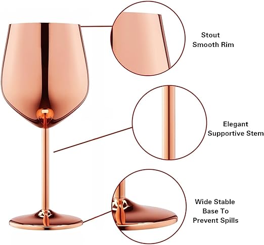 jaffiust Stainless Steel Wine Glasses Set of 2 - Mothers Day Gifts for Mom - M&M