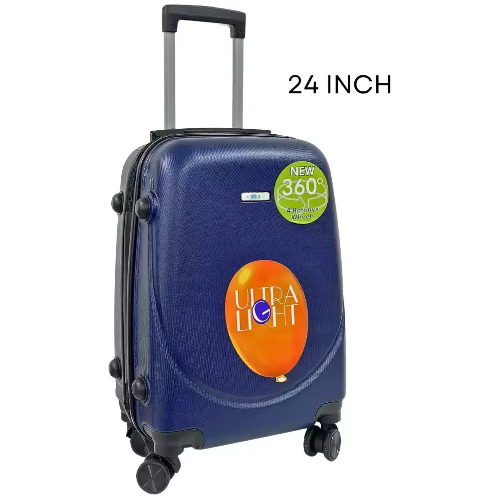 Yinton Premium 24 - Inch Travel Trolley Bag with Adjustable Push - Button Telescopic Handle and 360 - Degree Smooth Rotating Spinner Wheels - Durable Hard Shell Suitcase in Dark Blue - M&M