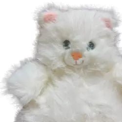 Adorable Soft and Fluffy Stuffed Plush Sitting Cat Toy – White - M&M