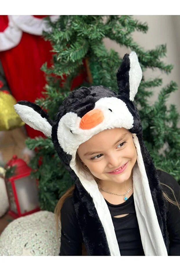 QUEEN AKSESUAR Cute Plush Penguin Hat with Moving Ears - M&M