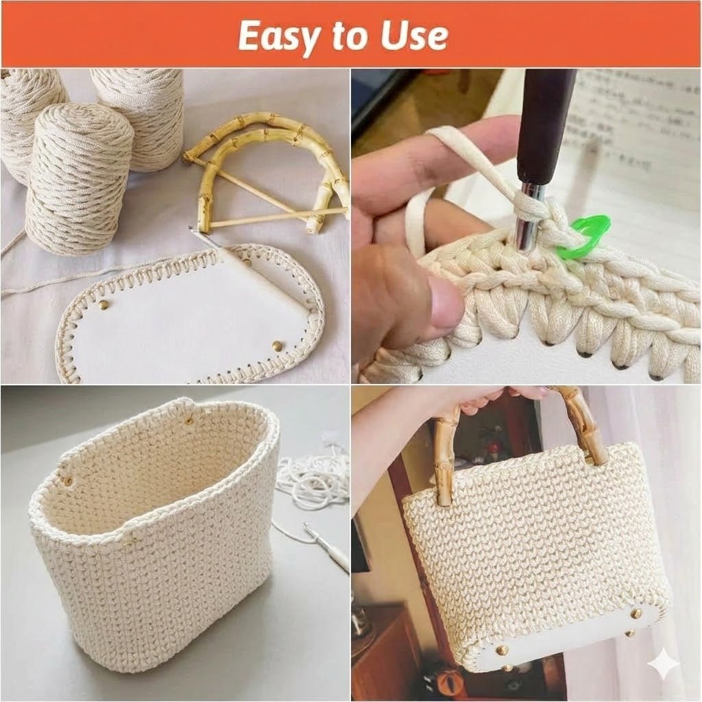 NALACAL Premium Cream White Crochet Bag Base - M&M