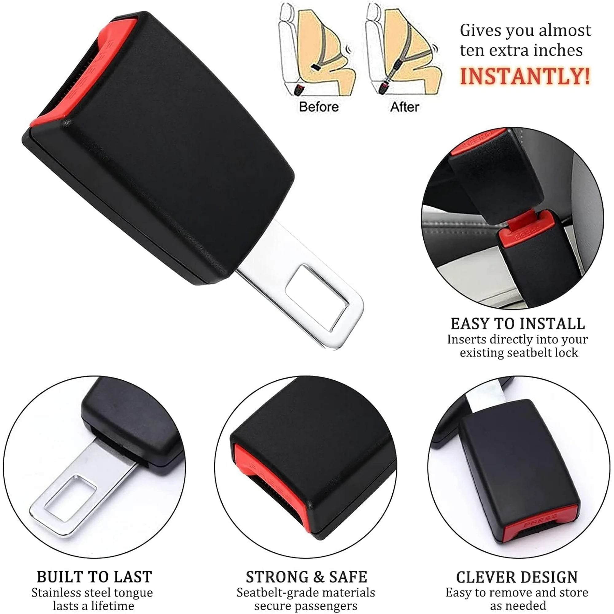 Seat Belt Extender, 2 Pack Upgraded Seatbelt Extender (Compatibility Better) - M&M