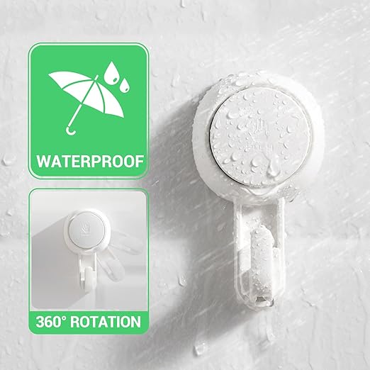 Heavy - Duty 360° Rotating Suction Cup Hooks – 4 - Pack (Tool - Free & Reusable) - M&M