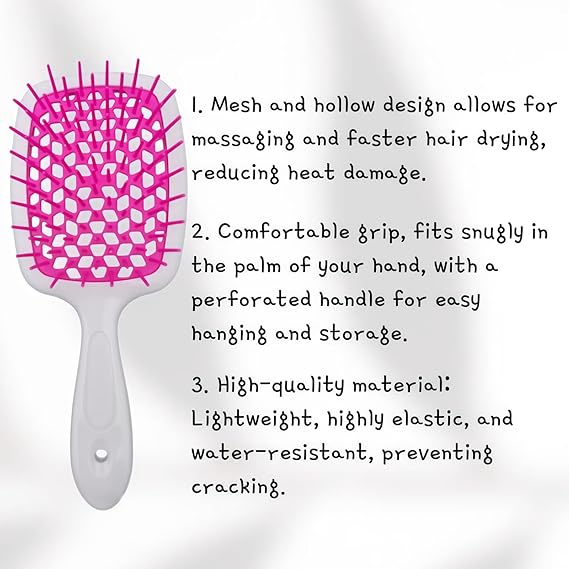 Detangling Hair Brush, Hollow - Out Massage Curl Comb for Natural Curly Wet - M&M