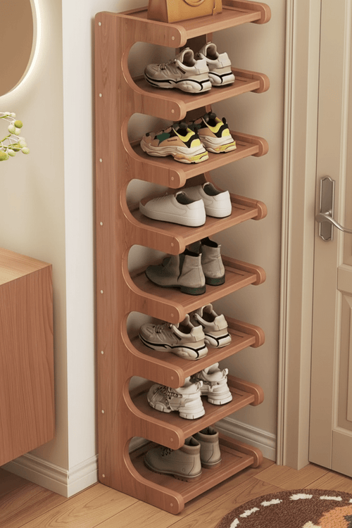 8 - Tier Vertical Shoe Rack – Handcrafted Solid Wood | رف أحذية عمودي 8 طوابق – خشب صلب مصنوع يدوياً - M&M