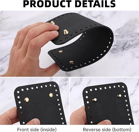 Bag Bottom for Crochet, 3 Pcs 3 Sizes Crochet Purse Bottom Base Rectangle PU - M&M