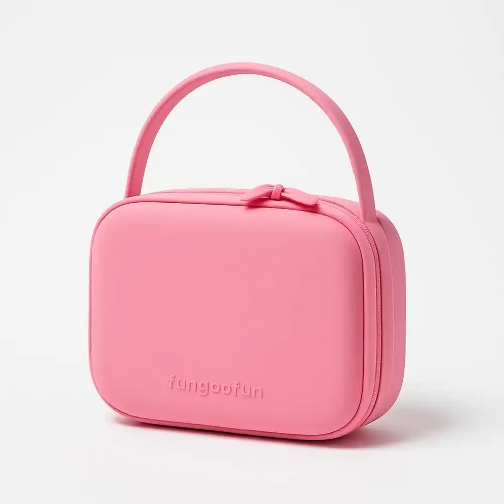 Fungoofun Portable Large Capacity Travel Toiletry Storage and Makeup Bag - Waterproof and Washable Multi - Functional Cosmetic Organizer for Women with Secure Handle in Pink - M&M