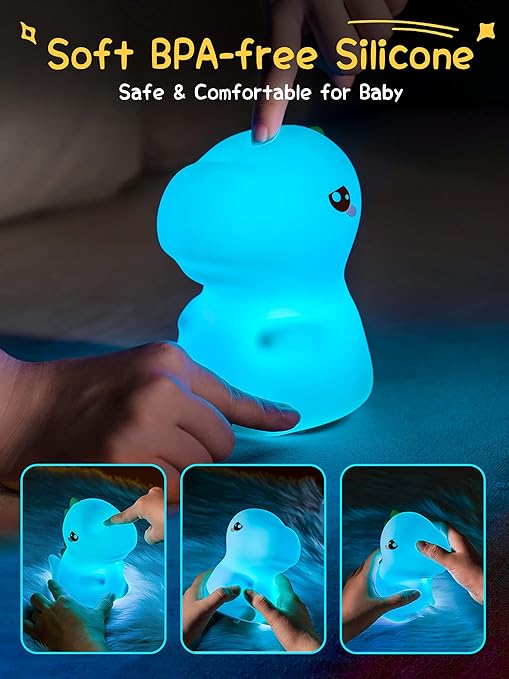 Cute Dinosaur Silicone LED Night Light for Kids - M&M