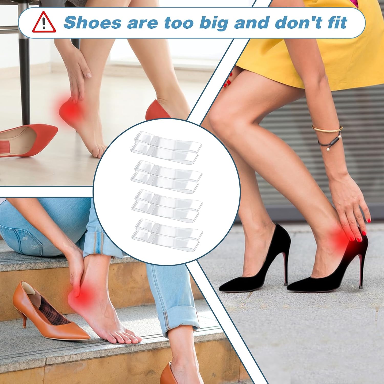 KALIONE 10 Pairs Clear Invisible High Heel Shoe Straps - M&M