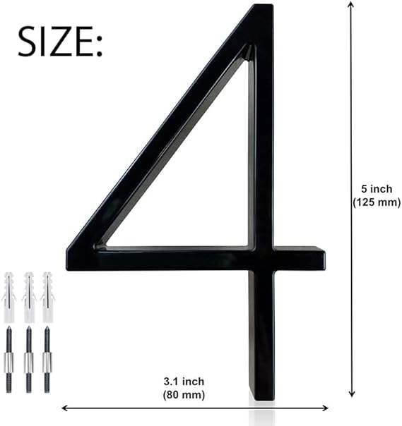 5" Stainless Steel Floating House Number 4 - M&M