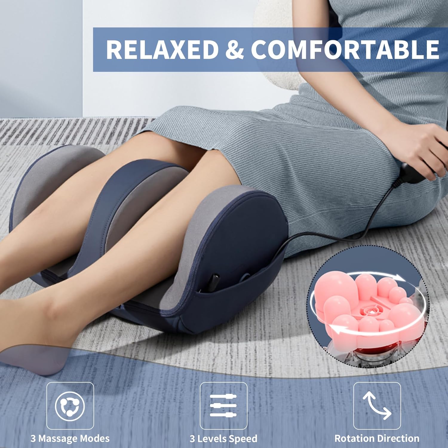 Electric Foot & Calf Massager with Deep Heat – Relaxation Device for Neuropathy, Legs & Arms, Promotes Blood Circulation - M&M