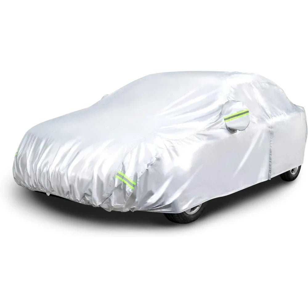 Amazon Basics Silver Weatherproof Car Cover – PEVA with Cotton, Sedans up to 406cm - M&M