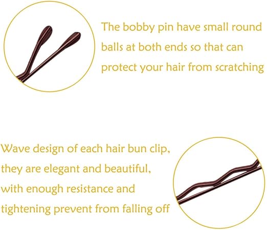 YINGFENG 220 Count Mini Wavy 1.38 Inch Bobby Pins Brown - M&M