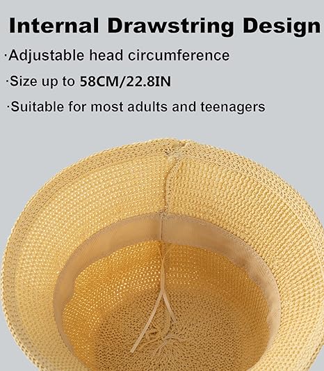 Bucket Hats for Woman, Beach Sun Hat for Women, Bamboo Mesh Woven Bucket Hat - M&M