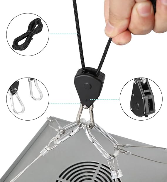 2 - Pack Ratchet 18 Inch Adjustable Heavy Duty Tie Down Rope Carabiner Hook - M&M