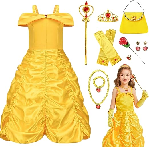 Princess Costume for Girls, 12 Pcs Princess Dress Up Toys with Handbag - M&M