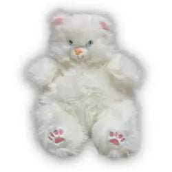 Adorable Soft and Fluffy Stuffed Plush Sitting Cat Toy – White - M&M