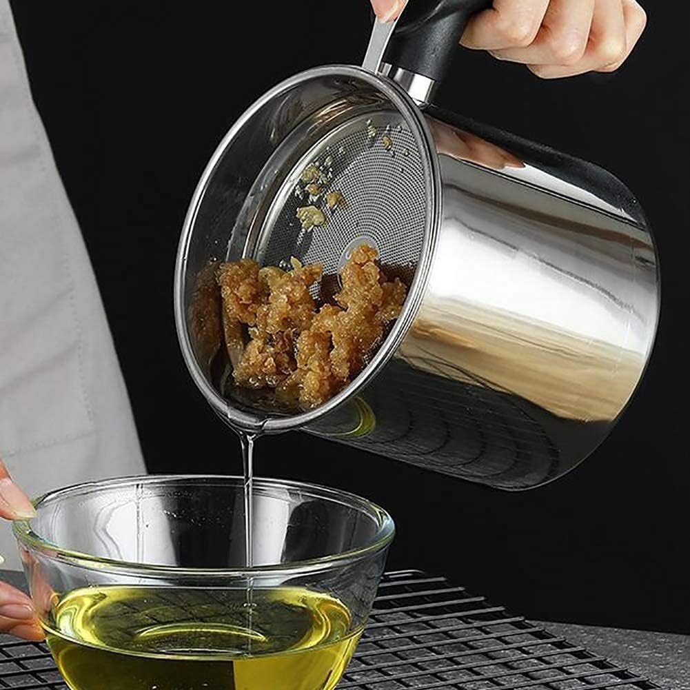 VATTU Stainless Steel Oil Filter Pot with Lid – Modular Kitchen Oil Fat Separator & Storage Container for Healthy Cooking - M&M