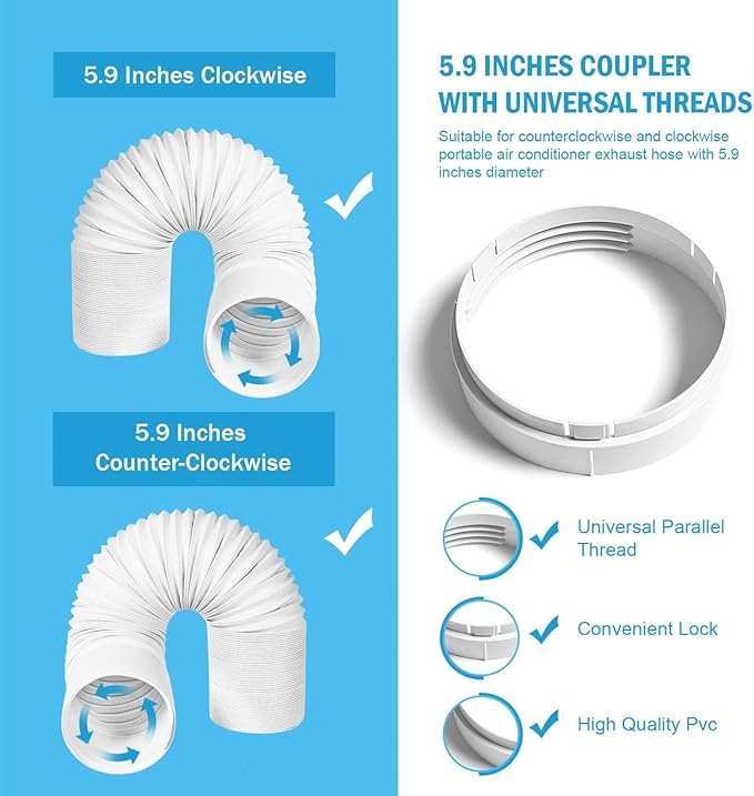 THE WHITE SHOP Portable Air Conditioner Window Kit with Coupler Adjustable - M&M