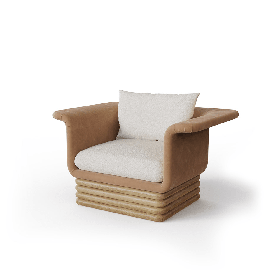 Cairo Accent Chair – Handcrafted Velvet & Rattan Base | كرسي كايرو – مخمل فاخر وقاعدة روتان - M&M
