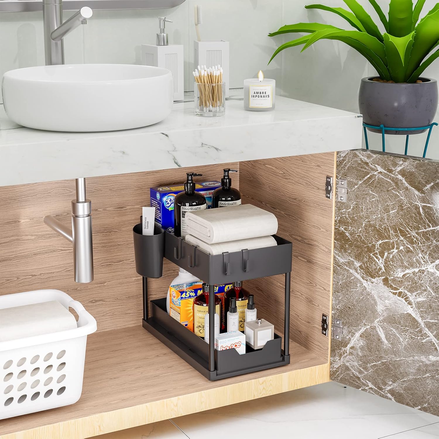 Puricon 2 Pack Under Sink Organizers and Storage Pull Out Sliding Drawer - M&M