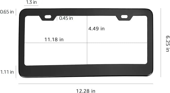 Amazon Basics Matte Aluminum License Plate Frame Pair with Screw Caps – 2 - Hole, 12.3 x 6.3”, Black - M&M