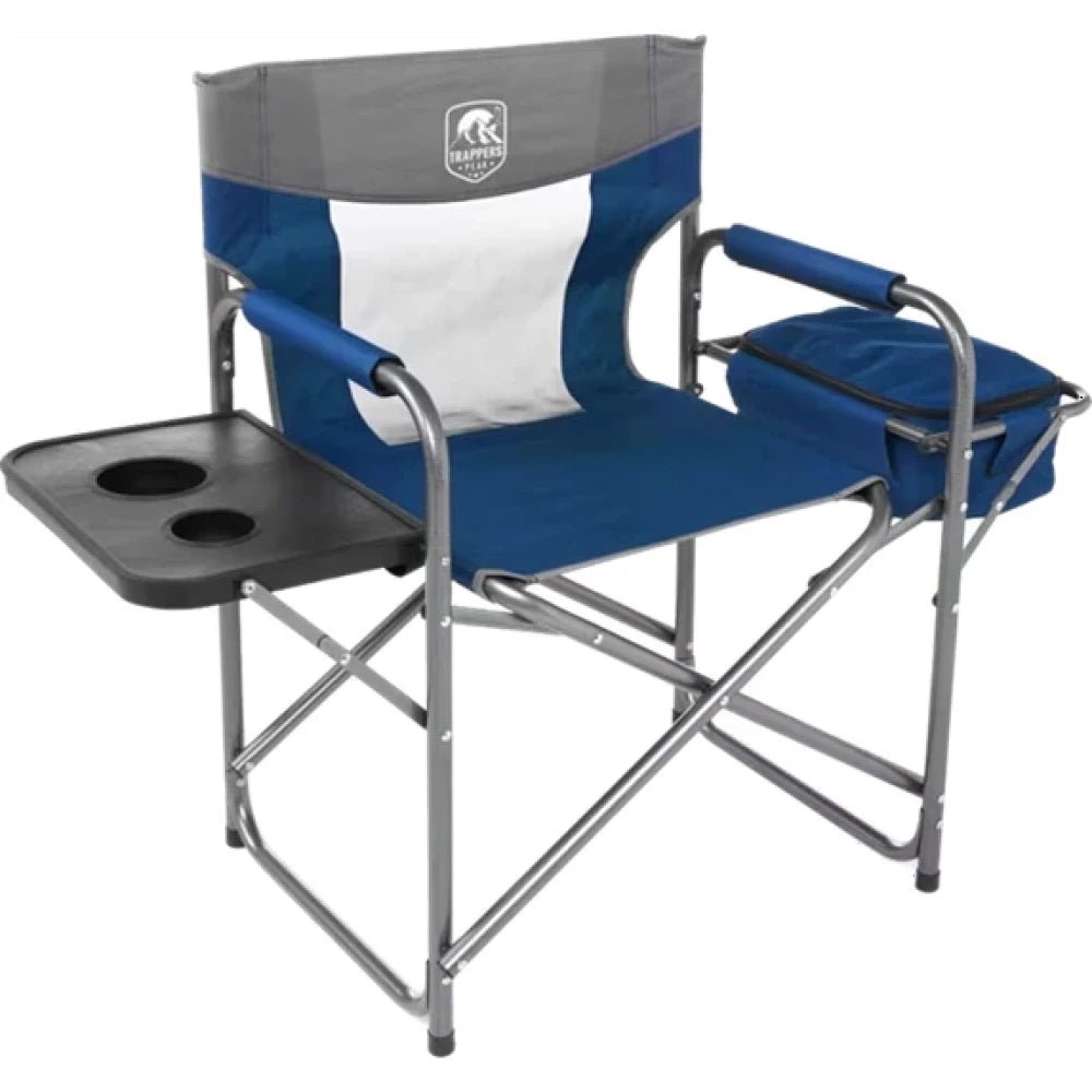 Trappers Peak Director's Chair with Cooler & Side Table – Foldable Outdoor Chair, Blue & Red - M&M