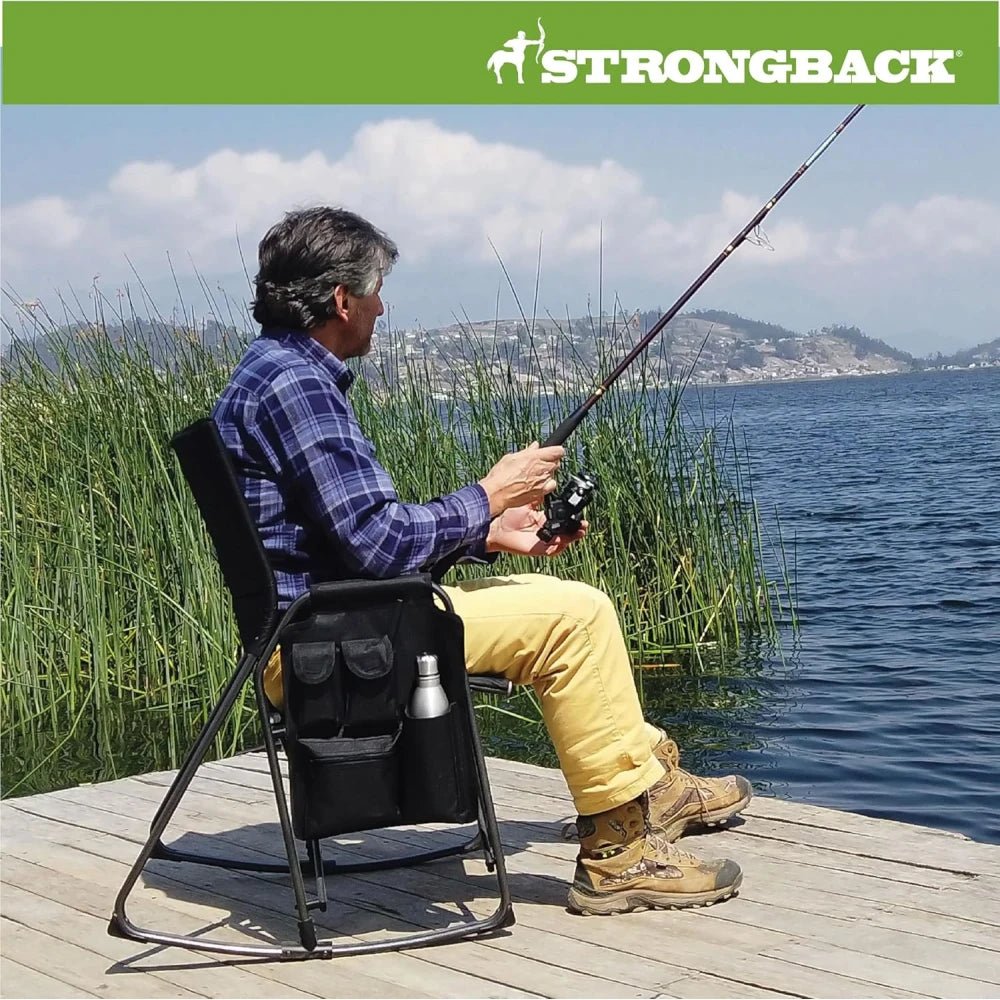 STRONGBACK Director Rocker Chair – Ergonomic Folding Rocking Chair with Lumbar Support for Outdoor & Indoor Use, Black | UAE - M&M