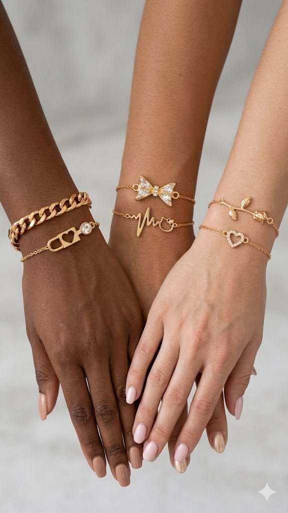 Premium Gold Charm Bracelet Set (6 - Piece) - M&M