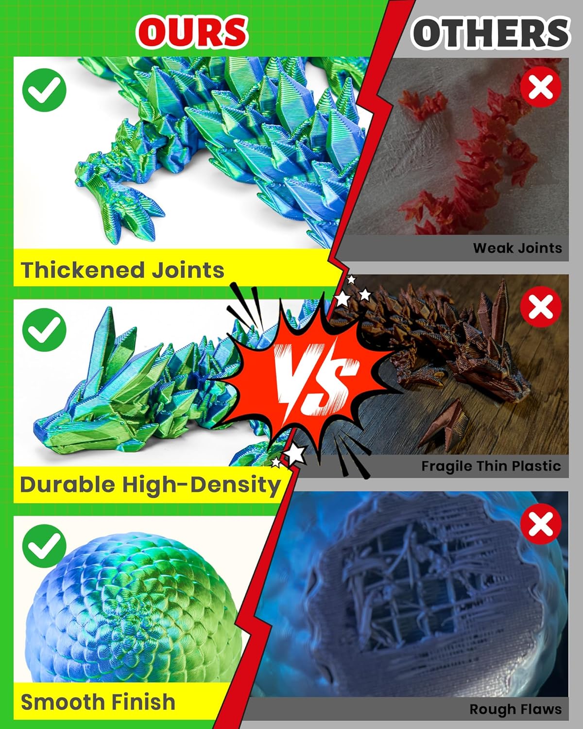 Tboline 3D Printed Dragon Egg,Dragon Eggs With Inside,Crystal Fidget - M&M