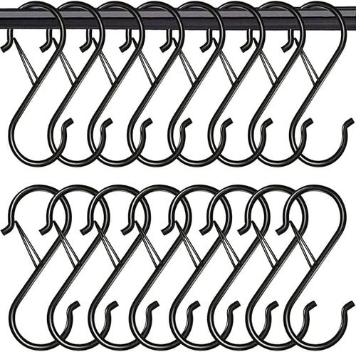 16 Pack S Hooks for Hanging, 3.5 inch Heavy Duty S Hooks with Safety Buckle - M&M