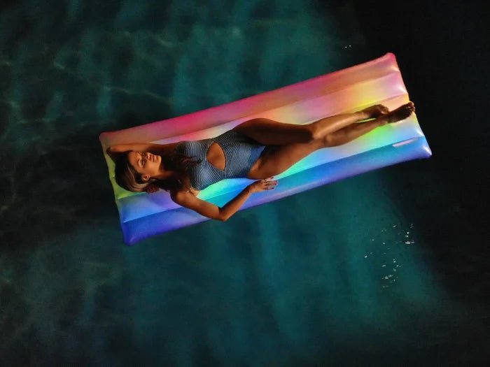 Inflatable Rainbow Pool Raft – Large Haze Glitter Float Lounger for Adults & Kids | Summer Beach & Swimming Pool Toy - M&M