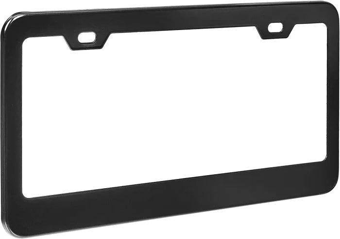 Amazon Basics Matte Aluminum License Plate Frame Pair with Screw Caps – 2 - Hole, 12.3 x 6.3”, Black - M&M