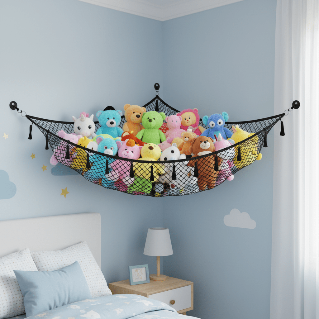 Hammock Bliss Stuffed Animal Net or Hammock, Toy Net Hammock for Stuffed Animals - Black - M&M