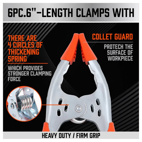 6" inch Orange Heavy Duty Spring Clamp - M&M