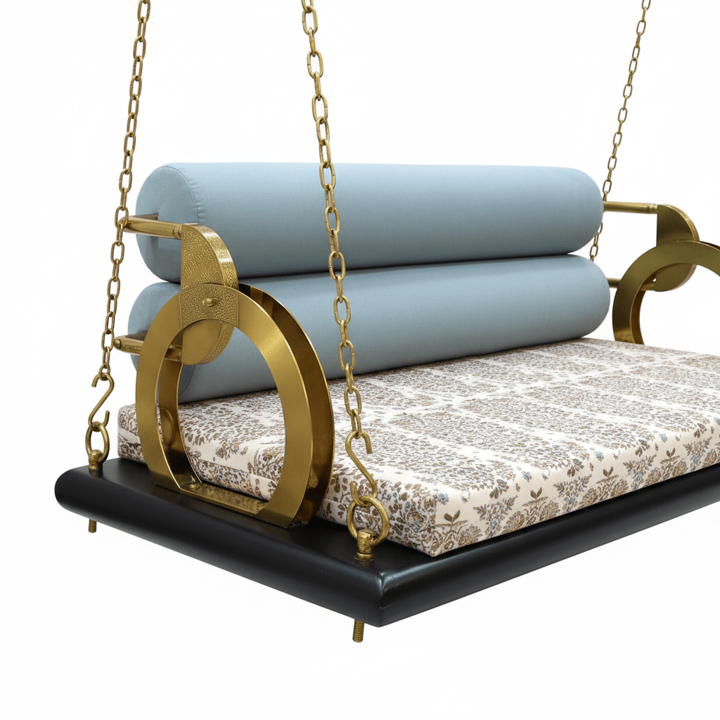 Luxury Indoor Ceiling Swing Sofa with Gold Chains | أرجوحة سقفية داخلية فاخرة بسلاسل ذهبية - M&M