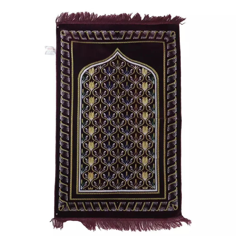 Muslim Prayer Mat Musalla with Home Design - Red AND BLACK - M&M