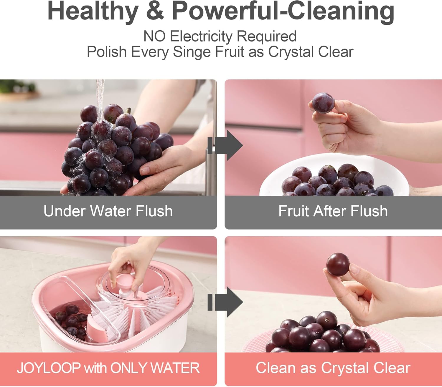 TERRIFI Large Fruit Washer Spinner & Cleaning Device with Brush – Manual Vegetable Scrubber and Washing Bowl Set - M&M