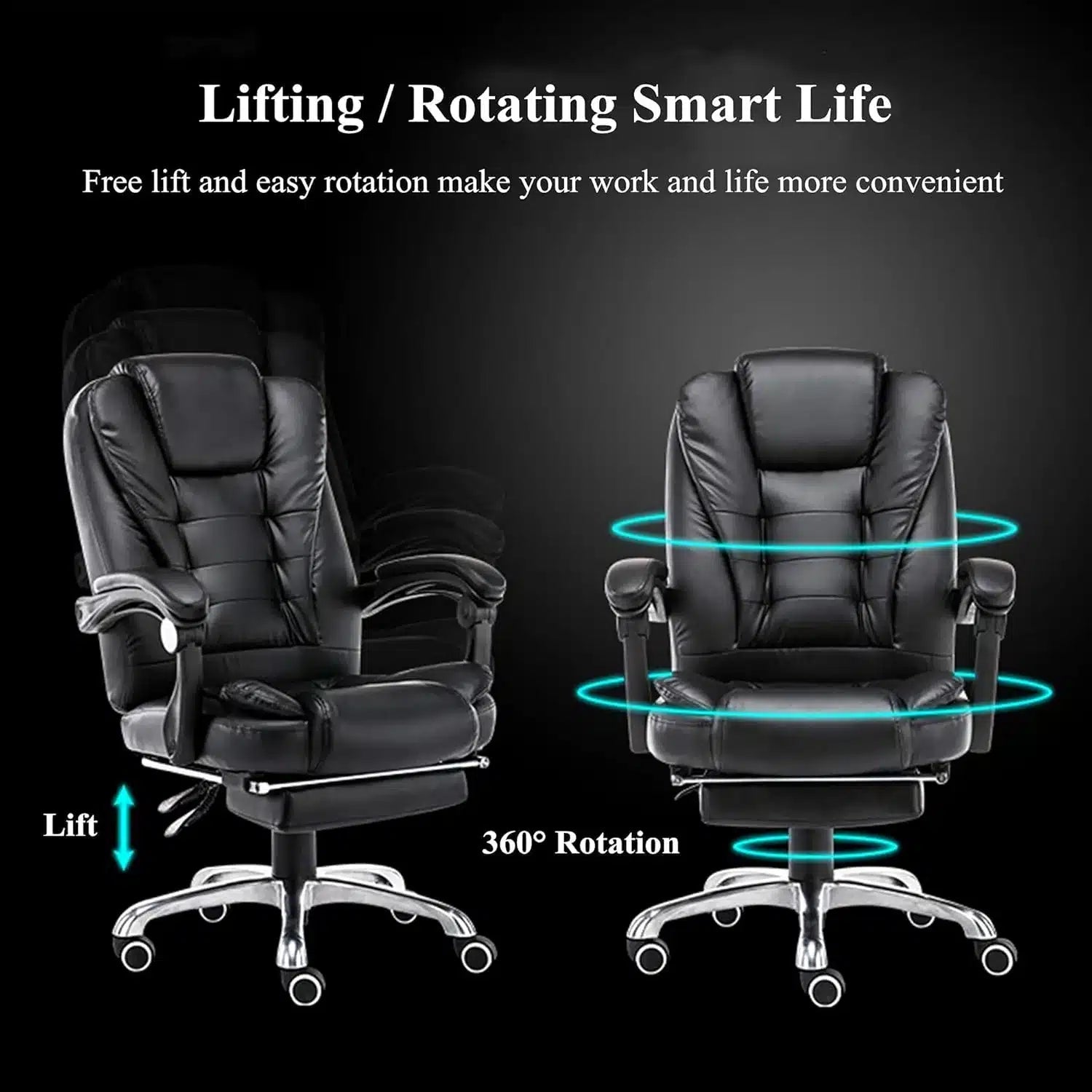 INGVY Black Electric Massage Ergonomic Office Gaming Chair - M&M