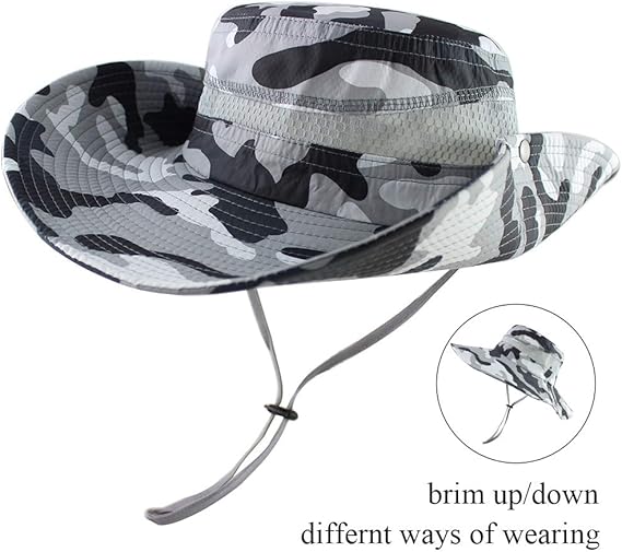 CAMOLAND Mens Fishing Hat Wide Large Brim Sun Hat with Outdoor UV Protection - M&M