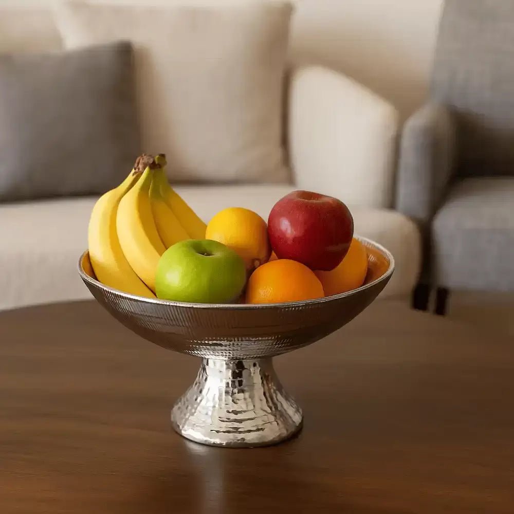 Elegance Indian Hammered Stainless Steel Punch Bowl – Double Wall – 21.5x15cm – Silver - M&M