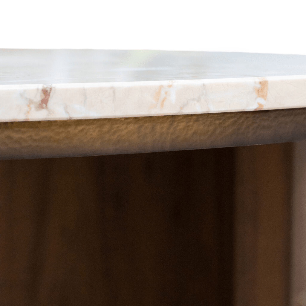 Petra Dining Table – Marble & Walnut with Gold Base | طاولة بيترا – رخام وجوز مع قاعدة ذهبية - M&M